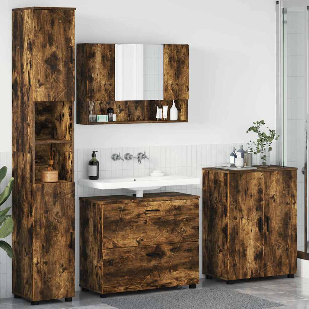 Bathroom Furniture Set 4 pcs Smoked oak 30 x 35 x 192 cm